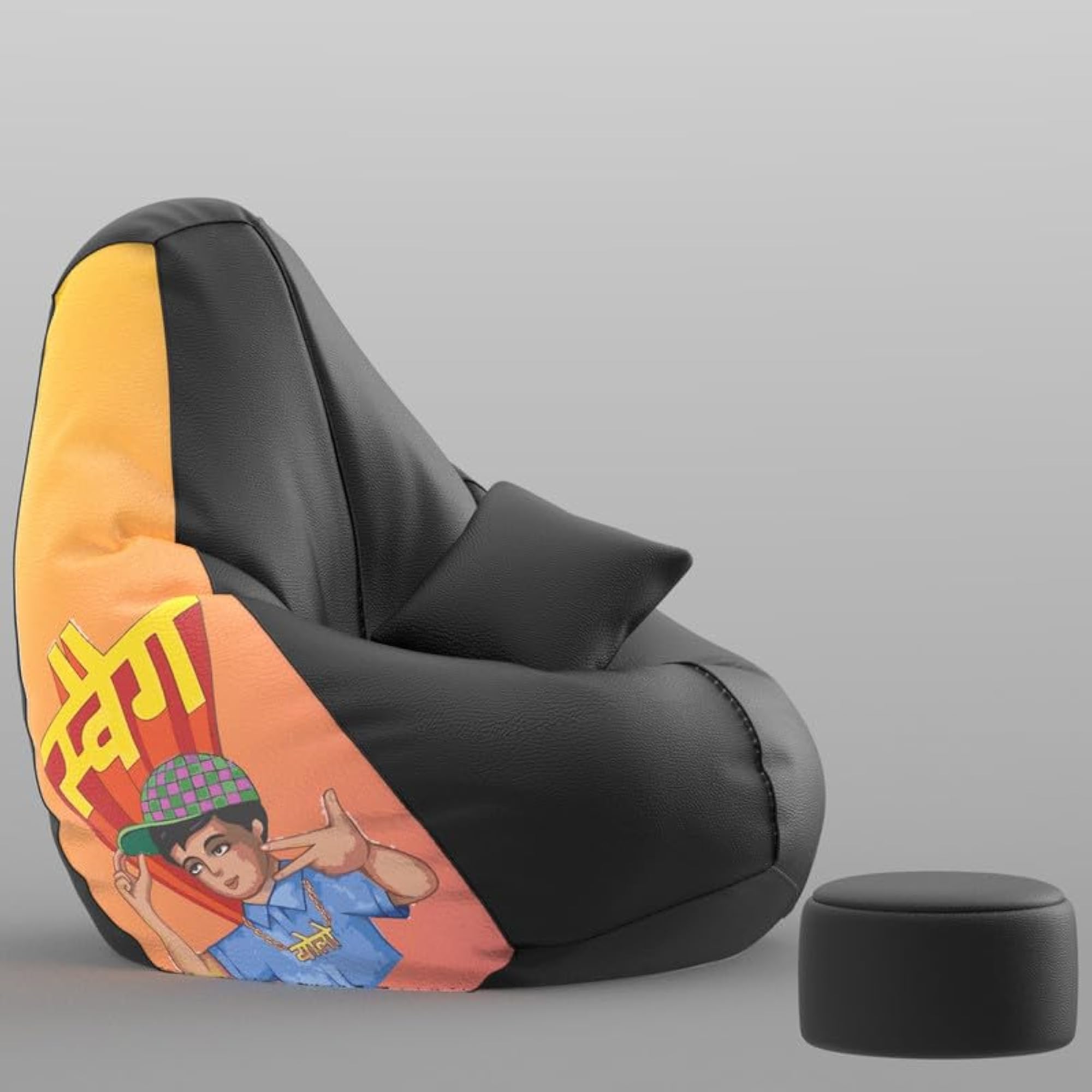Bean Bag with Free Cushion & Footrest, Swag Print
