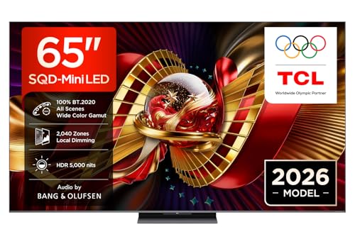TCL 65C8L – Smart TV SQD‑Mini LED 4K HDR10+ da 65", 5.000nit | 2,040 Dimming Zones, Dolby Vision IQ & Atmos, 144Hz, ZeroBorder Design, Audio by Bang & Olufsen
