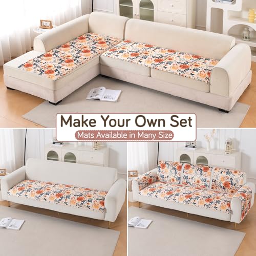 Image of HOKIPO 'Nature Muse' Premium HD Printed Holland Velvet Sofa Cover Mat for 1 /2 /3 Seater & L-Shape Sofa. Make Your Own Sofa Cover Set, Mat 70(D) x 90(L) cm, Caramel Ambrosia (IN-914-D8)