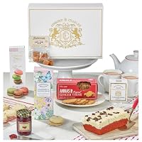Edmond & Charles Luxury Red Velvet Afternoon Tea Hamper | Gift Box with Tea, Red Velvet Cake, Clotted Cream Fudge, Ginger Thins, Macarons, Jam & Biscuits | Hampers Presents for Women | Birthday Treats