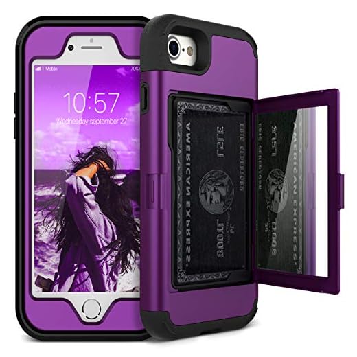 iPhone 7/8 Wallet Case - WeLoveCase Defender Wallet Design with Hidden Back Mirror and Card Holder Heavy Duty Protection Shockproof 3 in 1 All-Round Armor Case for iPhone 7 8 - Purple