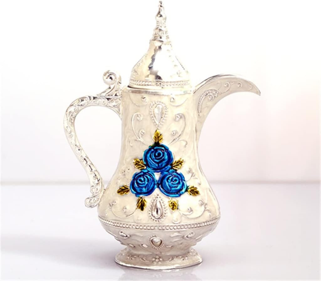 Vintage Flower Carving Automatic Toothpick Holder Teapot Shape Metal Dispenser Storage Box