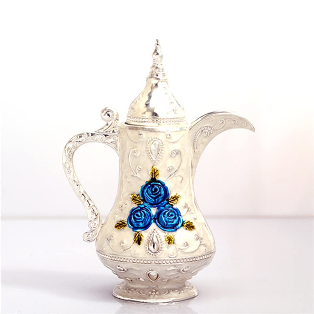 AYCDL Vintage Flower Carving Automatic Toothpick Holder Teapot Shape Metal Toothpick Dispenser Storage Box Toothpicks,Black