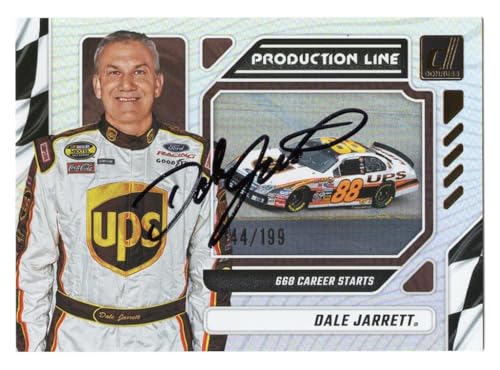 AUTOGRAPHED Dale Jarrett 2024 Donruss Racing PRODUCTION LINE Silver Parallel Insert Signed NASCAR Collectible Trading Card #144/199 (Only 199 Made)