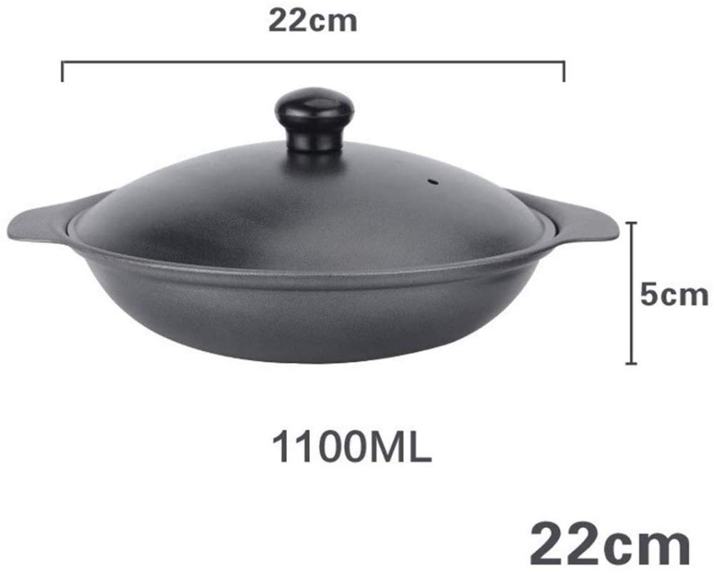 Antihaft-Kasserolle Aus Gusseisen Mit Schwarzem Deckel, Antihaft-Pfanne, Geeignet Für Eine Oder Mehrere Personen, Kleiner Mini-Tisch-Präsentations-Wok, 16 cm,Black