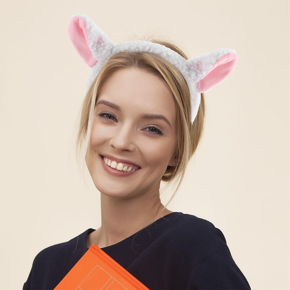 LOGOFUN 5pcs Cute Sheep Ears Headband White and Pink for Halloween Cosplay Fancy Dress Party Accessory Photo Props - Image 5