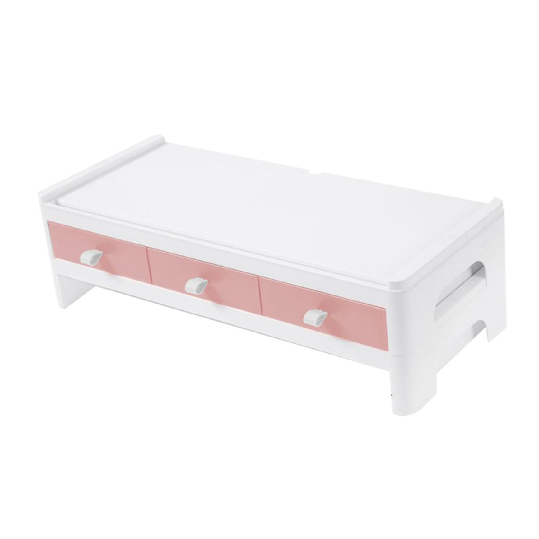 SHINEOFI Supporto per Monitor Elevato in Plastica Rosa per Scrivania | Organizer da Casa, per Cancelleria e Cosmetici, Struttura Classificata, per Studenti e Appassionati di Makeup