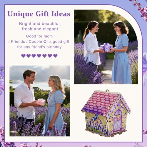 Image of HASTHIP Diamond Painting Cabin Model DIY Full Drill Miniature House Wood 3D Crystal Mosaic House Kit for Creative Crafting and Home Display Tabletop Decoration