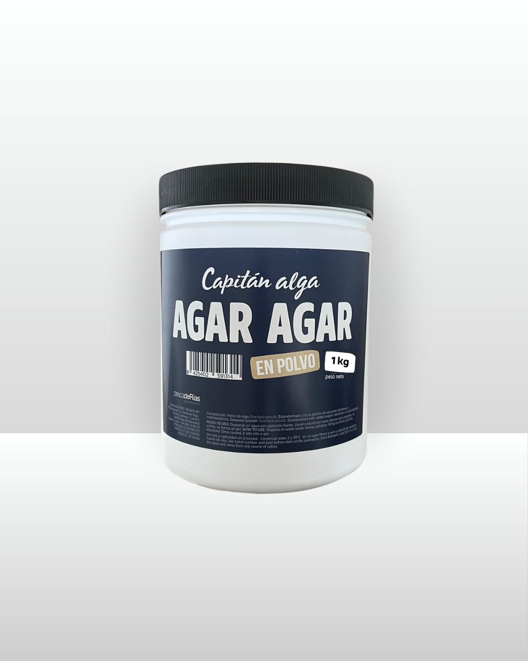 Agar Agar, Gelificante en Polvo, Proviene de Algas Marinas y Algas Rojas, Color Blanco o Amarillo, Producto Vegano y sin Gluten, para Cocinar, Translúcido, Firme y Quebradizo 1 kg