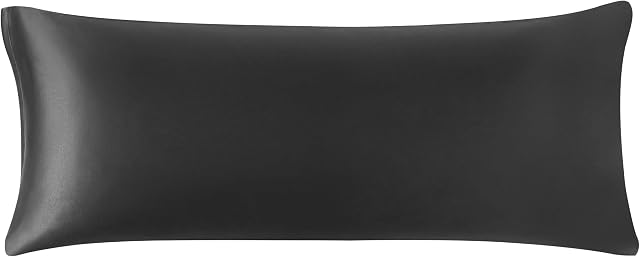 PiccoCasa Satin Body Pillowcase for Hair and Skin, Luxury Silk Satin Long Pillow Cover Smooth Soft Satin Body Pillow Cover with Zipper Closure Black 6ft