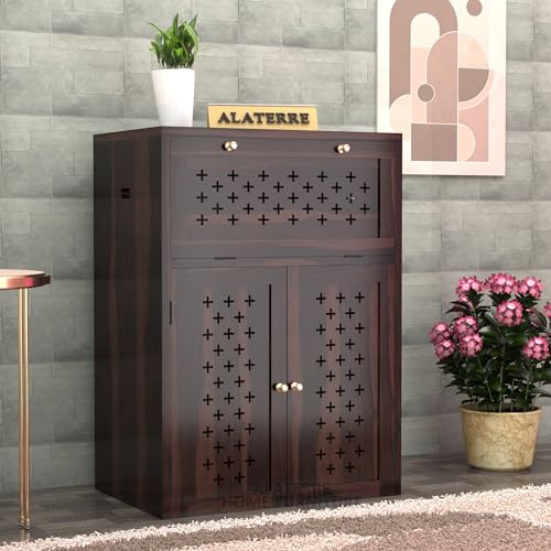 Image of Solid Sheesham Wood Inverter Battery Cabinet for Home & Office || Wooden Storage Cabinet || Electic Safety Box || Single Battery Box || Cabinet Unit || Walnut Finish