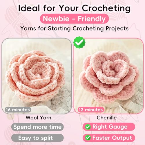 Renyiz Chunky Chenille Yarn for Crochet Fluffy Yarn for Baby Blanket 3x50g Soft Fluffy Wool with 5mm Crochet Hook Amigurumi Crochet Yarn for Beginners (Grey-3) - Image 4