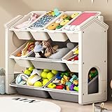 JSLJDM Kinderregal, Spielzeugregal, herausnehmbaren Aufbewahrungsboxen,Mehrere Staufächer,Großes Fassungsvermögen,Regal Kinderzimmer Spielzimmer, Kinderregal Gray Box 83.5x32.5x69cm