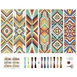BEUNITONE Cross Stitch Bookmarks Kit 6 Pcs Geometric Pattern DIY Bookmarks Cross Stitch Kits for Beginners Boho Floral Fabric Bookmark Kit Traditional Decorative Counted Knitting Kit 8''x2.4''
