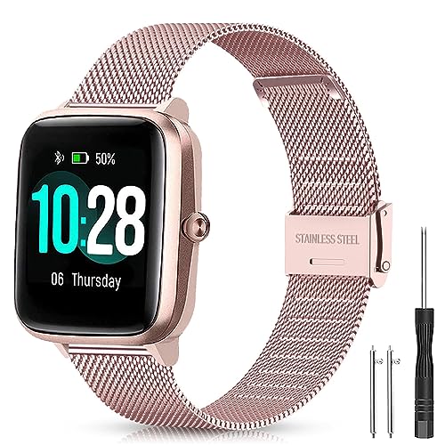 Harikiri Metal Correa Compatible con Fitpolo H205L,19mm Correas para GRV FC1,Hama 5910/4900,LETSACTIV ID205U,Vowtop ID205U,Veryfitpro 205/205L/205U/205G,Umidigi Uwatch3,Yamay fitness SW021/SW023