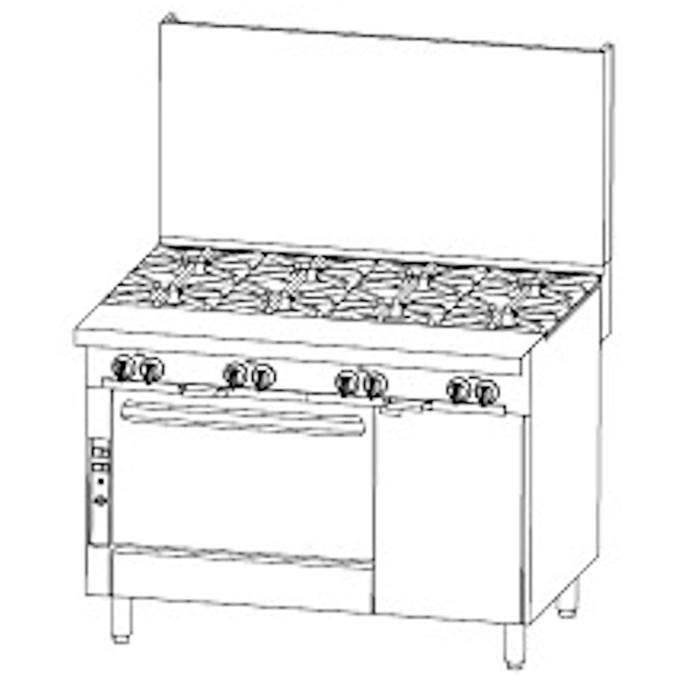 Southbend Platinum Heavy Duty 48" Gas Range w/ (8) by Imperial – 8.0 cubic_feet, Iron, Silver, Model P48D-BBBB