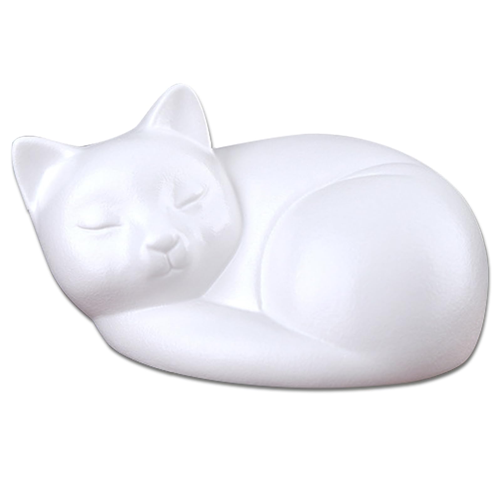 Urna commemorativa in ceramica per ceneri di gatti, cane che dorme, contenitore commemorativo per animali domestici (bianco opaco, gatto, 270 ml)