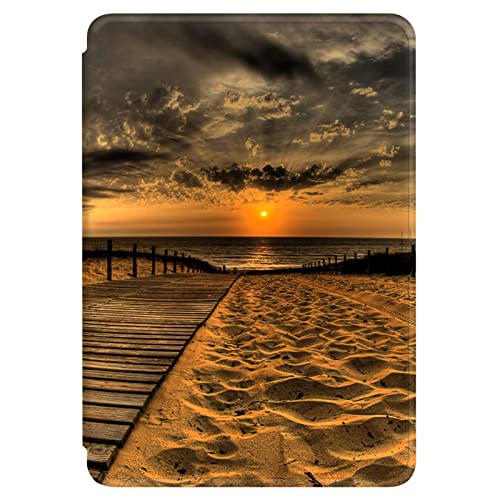 Kindle Paperwhite 10. Generation 2018 6" Hülle Flip Leder Silikon Schutzhülle, Auto Aufwachen oder Schlafen Magnetisch TPU Case, Meer Sandstrand Muster Hülle für Paperwhite 2018 (7) Cover