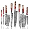 Kitchen-Knife-Sets-8-PCS-Kitchen-Knives-Set-Chef-Cleaver-Santoku-Utility-Slicr-Nakiri-Bread-Boning-Paring-Damascus-Knives-Wood-Resin-Handle Kitchen Knife Sets, 8 PCS Kitchen Knives Set Chef Cleaver Santoku Utility Slicr Nakiri Bread Boning Paring Damascus Knives Wood &Resin Handle