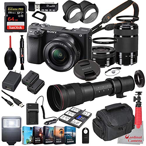 Sony Alpha a6400 Mirrorless Camera with 16-50mm and 55-210mm Lenses Bundle + Extreme Speed 64GB...