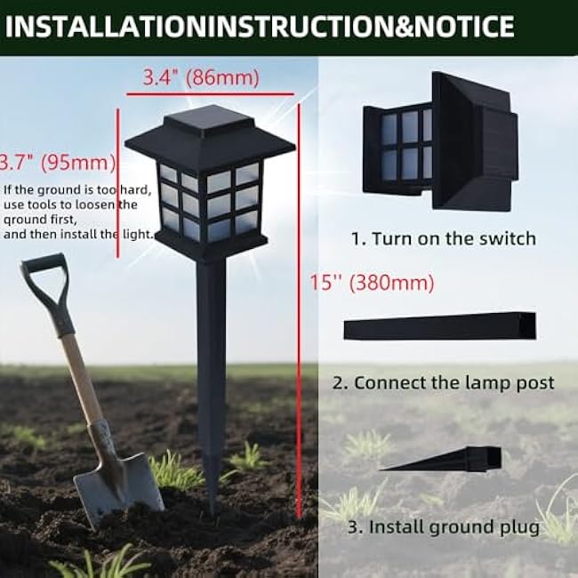 Anern Solar Pathway Lights Outdoor, 2 Pack Waterproof LED Walkway Landscape Light - Provides 6-12 Hours Illumination for Garden, Yard, Patio, Driveway & Landscape Lighting (Warm White)