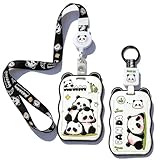 blocco automatico portiere panda ⭐【Porta tesserino da collo】 Il porta badge da collo è realizzato in plastica dura, impermeabile e robusta, con un motivo stampato su un lato e una finestra trasparente sull'altro lato per informazioni di identificazione diretta. La dimensione del portacarte è 11*7cm, adatta per carte di dimensioni standard, come carte dello studente, carte d'identità, carte dell'autobus, carte di accesso, ecc.