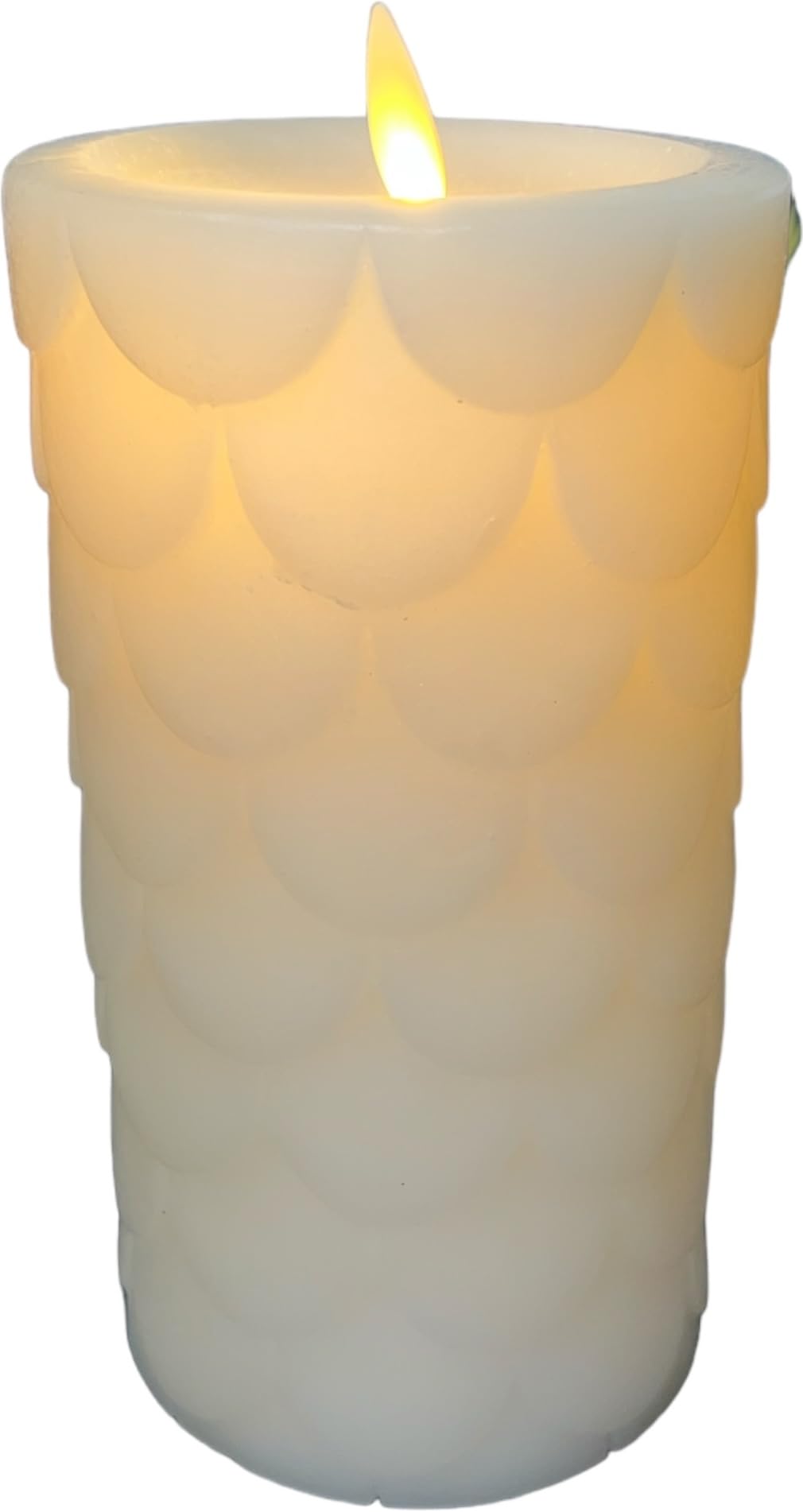 Luminara Flameless LED Candle Embedded Moving Flame Pillar Unscented Real Wax with Recessed Edge, Remote Ready, Timer (Marshmallow, 6.5-inch)