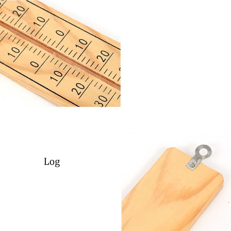 Indoor Outdoor Thermometer Wooden Board Wall Mounted Temperature Gauge