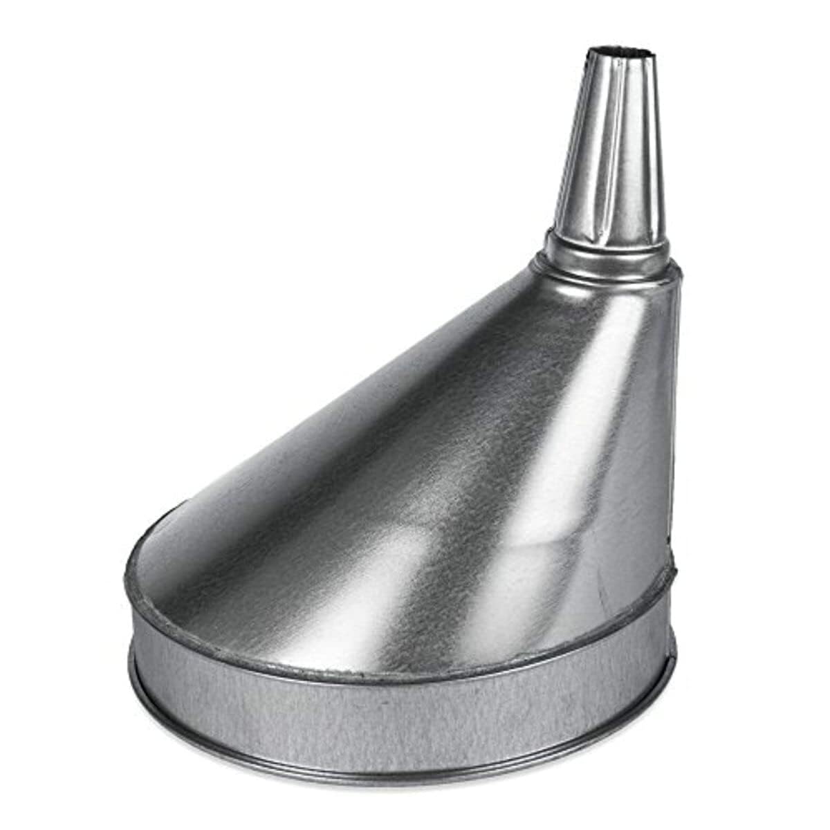 WirthCo 94465 Funnel King 6 quart, 10" Offset Side Spout Funnel with Removable Brass Strainer Screen (Galvanized, Heavy Duty)