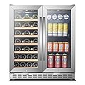 Sinoartizan 30 Inch Beverage and Wine Cooler, Dual Zone Compressor Wine Beverage Refrigerator with 33-Bottle and 70Cans
