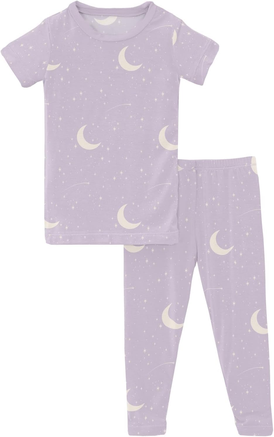 KicKee Print Short Sleeve Pajama Set – Stretchy Viscose from Bamboo Sleepwear for Toddlers and Kids