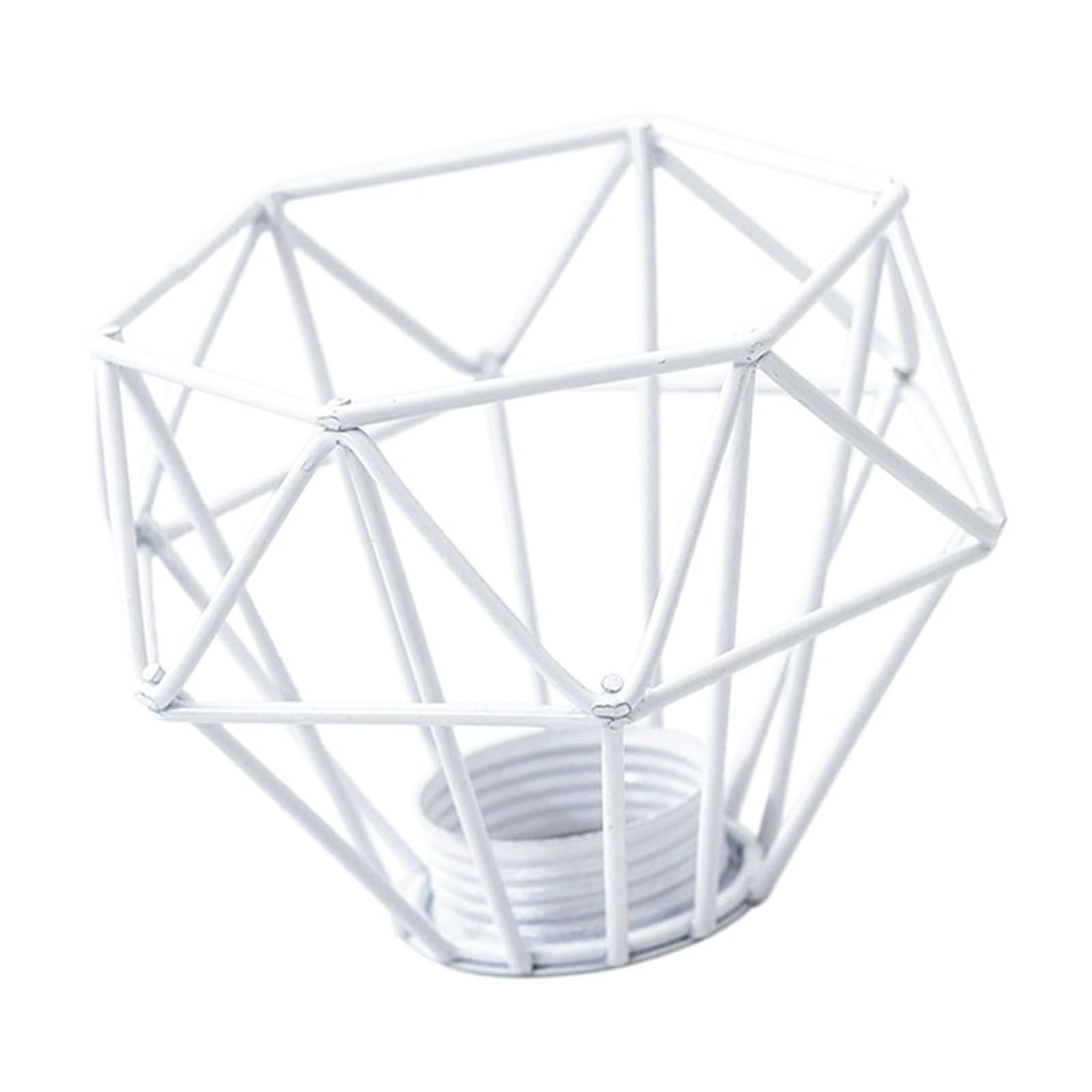 Quxetlryz White Metal Lamp Cover Lampshade Metal Lights Cage Bulb Chandelier Wrought Iron Lantern(White)