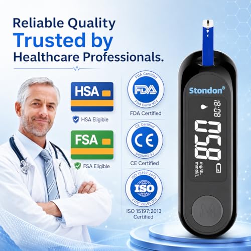 Glucose Monitor Kit, Diabetes Testing Kit, Blood Glucose Meter, 50 Glucometer Strips, 50 Lancets, Test Strips Blood Sugar Meter Glucometer — view 2