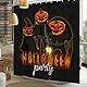 Bovlleetd Kürbis Duschvorhang Halloween Party Badezimmer Dekoration Vorhang Kürbis im Trenchcoat Kunstvorhang Schwarz Holz Hintergrund Badvorhang mit Haken 180x180cm