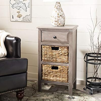 Safavieh Home Collection Everly Drawer White Wash 1-Drawer 2 Removable Baskets Side Table 51gf3LEHvtL. SS400