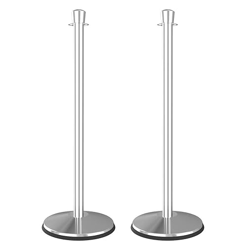 Miniatura 6 de Visiontron Prime - Poste de metal clásico de 40 pulgadas de alto, 2 unidades, auto-enderezamiento sin herramientas, barreras de cuerda de control de