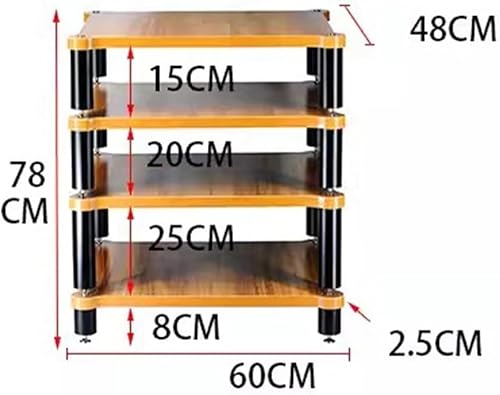 Estante AV HiFi de madera maciza de 4 niveles, gabinete de equipo de audio resistente para tocadiscos y amplificadores, soporte de pie duradero para cine en casa y componentes estéreo - imagen 2