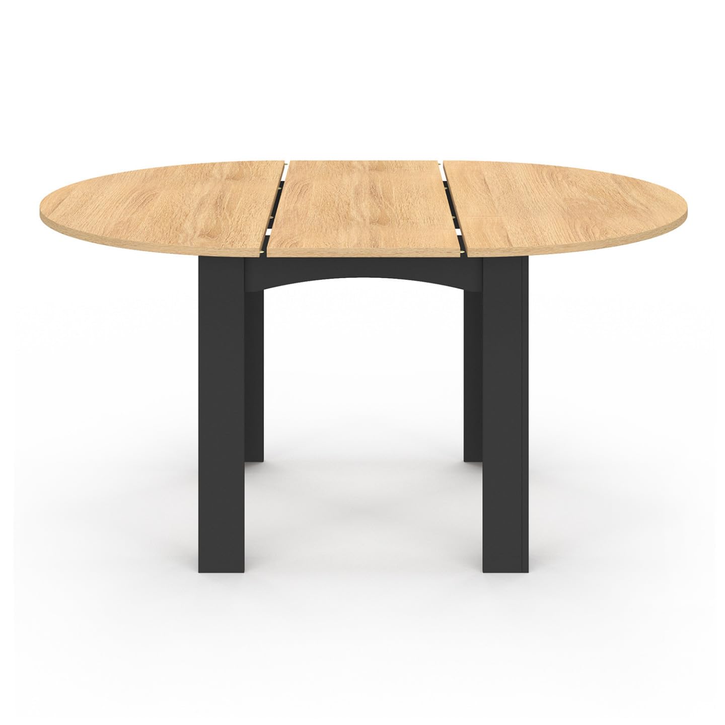 IDMarket - Table à Manger Extensible Ronde Dona 4-8 Personnes Noire Plateau façon hêtre 110-150 cm