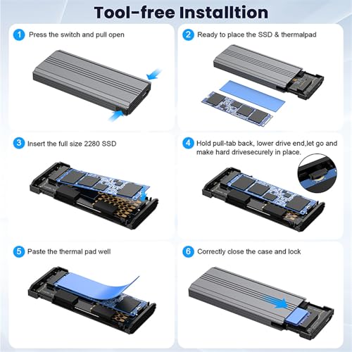 Cablecc USB4 20Gbps Type-C USB3.2 a NGFF M-Key M.2 SSD miniatura 5