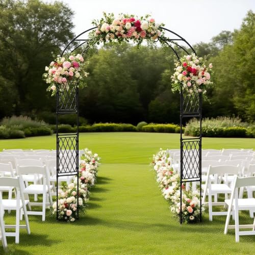 Metal Garden Arbor, 86.6" x 47" Arch Trellis for Climbing