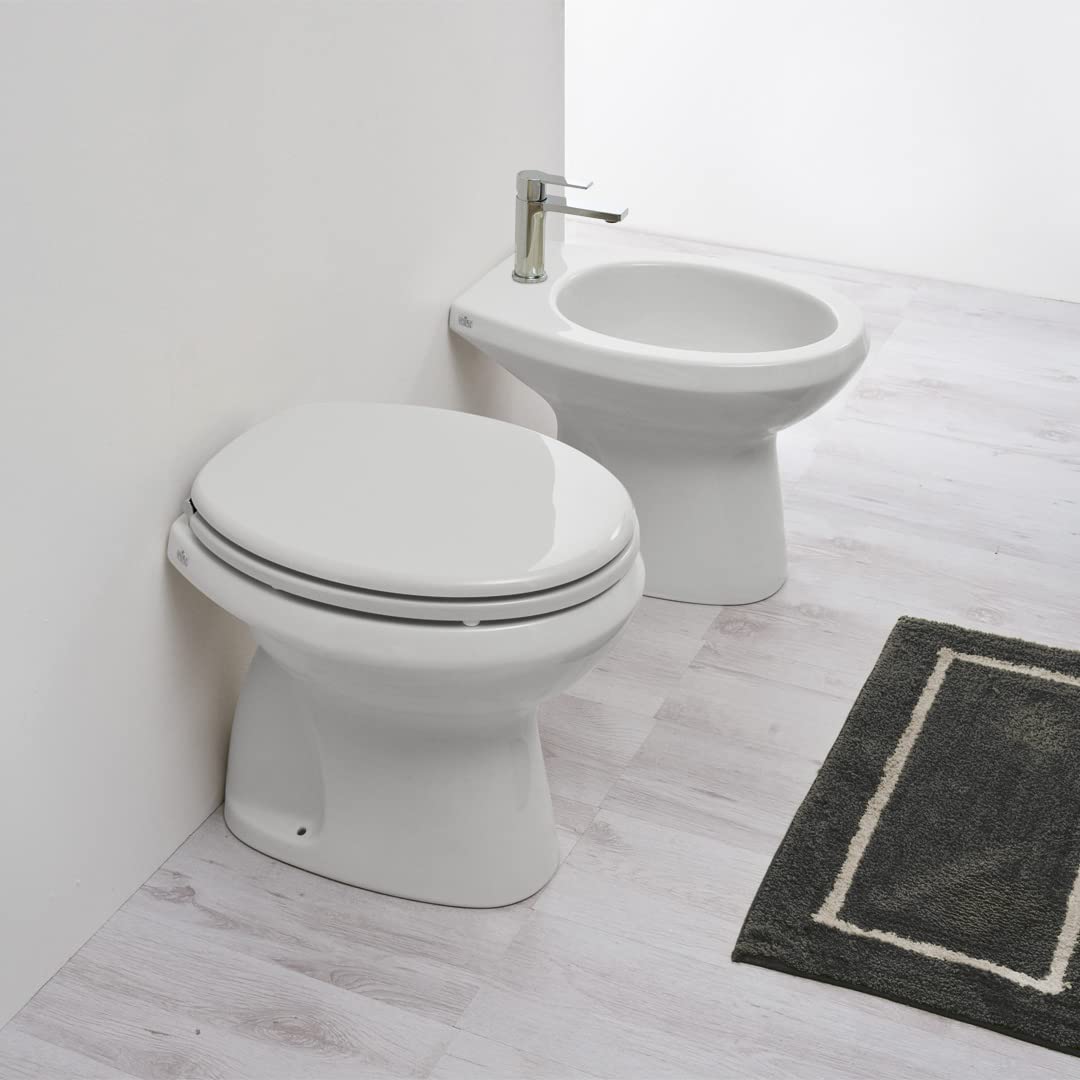 Vaso WC con Bidet Incorporato Ceramica Sanitari CLASSIC Scarico a Terra Made In Italy