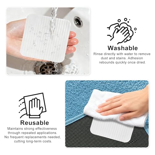 AMFUN 8 Stück Antirutschmatte für Teppich, Wiederverwendbare Teppich Antirutschunterlage, Abnehmbare, Waschbare, Zur Verhinderung des Verrutschens des Teppichs（Weiß