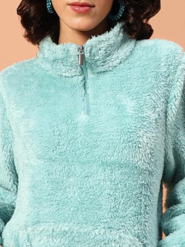Image of THE DRY STATE Women's Fur Jacket With Wing Collar & Front Zip Open