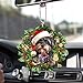Talataca Havanese 2D Flat Christmas Ornament, Bichón Habanero Wearing A Christmas Hat Wreath Pine Tree Decor, Hanging House Charm Eve Keepsake, Car Rear View Mirror Accessories, Xmas Gift