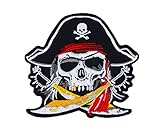 Graphic Dust Sword Skull Pirate Embroidered Iron On Patch Skull Pirate Flag Biker Motorcycle Rock Chopper Uniform Costume Racing Car Jacket Jean Skeleton