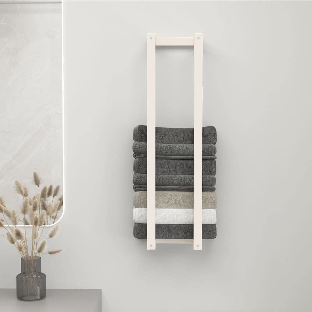Porte-serviettes en pin massif Blanc 23 x 18 x 90 cm