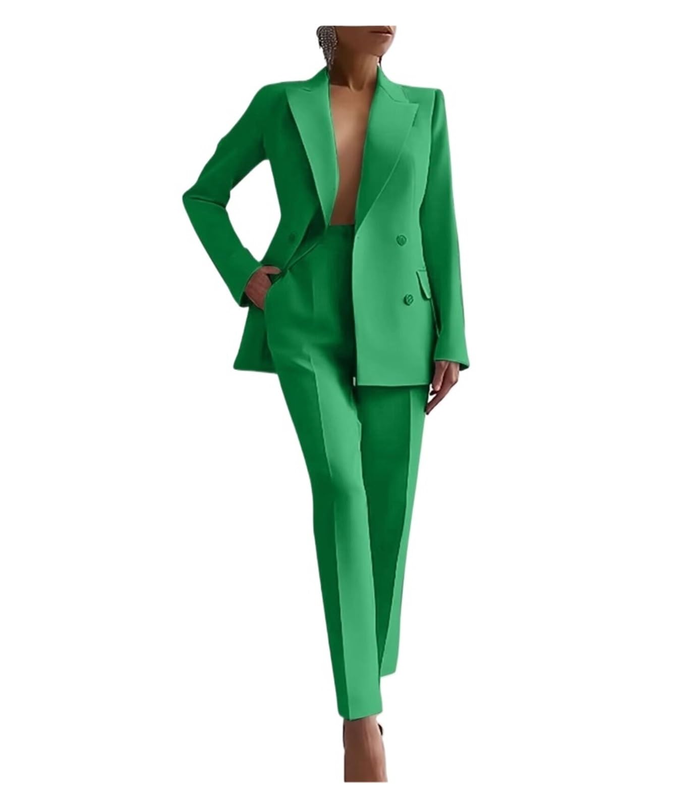 Conjunto De Traje Informal Manga Larga For Mujer, Elegante Dos Piezas For Oficina, Color Liso, Ajustado, con Blusa Y Pantalones para Negocios, Trabajo, Oficina, Formal