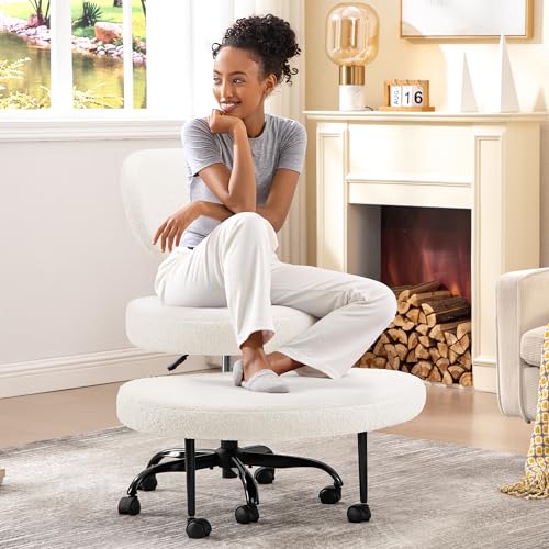 Ergonomic Cross Legged Office Chair with Wheels - Adjustable Height for Meditation, ADHD Desk & Yoga - Wide Criss Cross Design with Lumbar Support, Kn