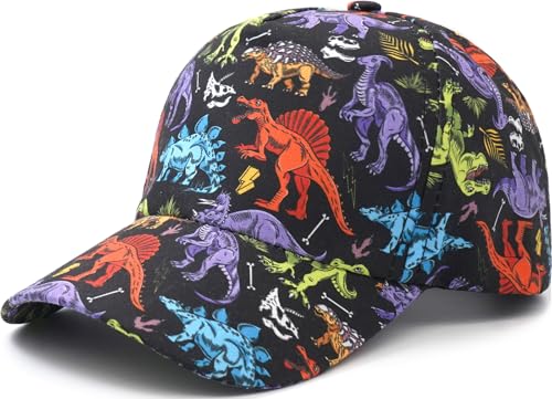 YeeHeen Kids Baseball Cap Toddler Sun Hats Adjustable Summer Hat for Boys Girls Black Dinosaur