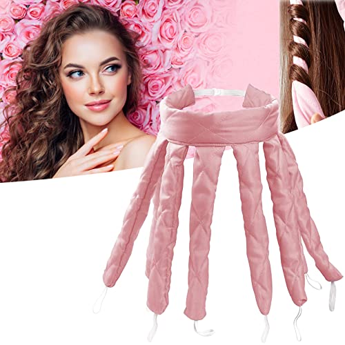 Rizador Pelo Sin Calor con Ocho Varillas, Rizos Sin Calor Seda Para Cabello Largo, Cinta para Rizar Ondulador de Pelo sin Calor Perezoso para Dormir Herramientas de Peinado (pink) Cover